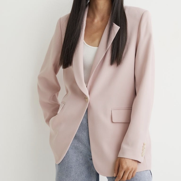 Blush Pink Snap Blazer | 6 - Picture 1 of 6